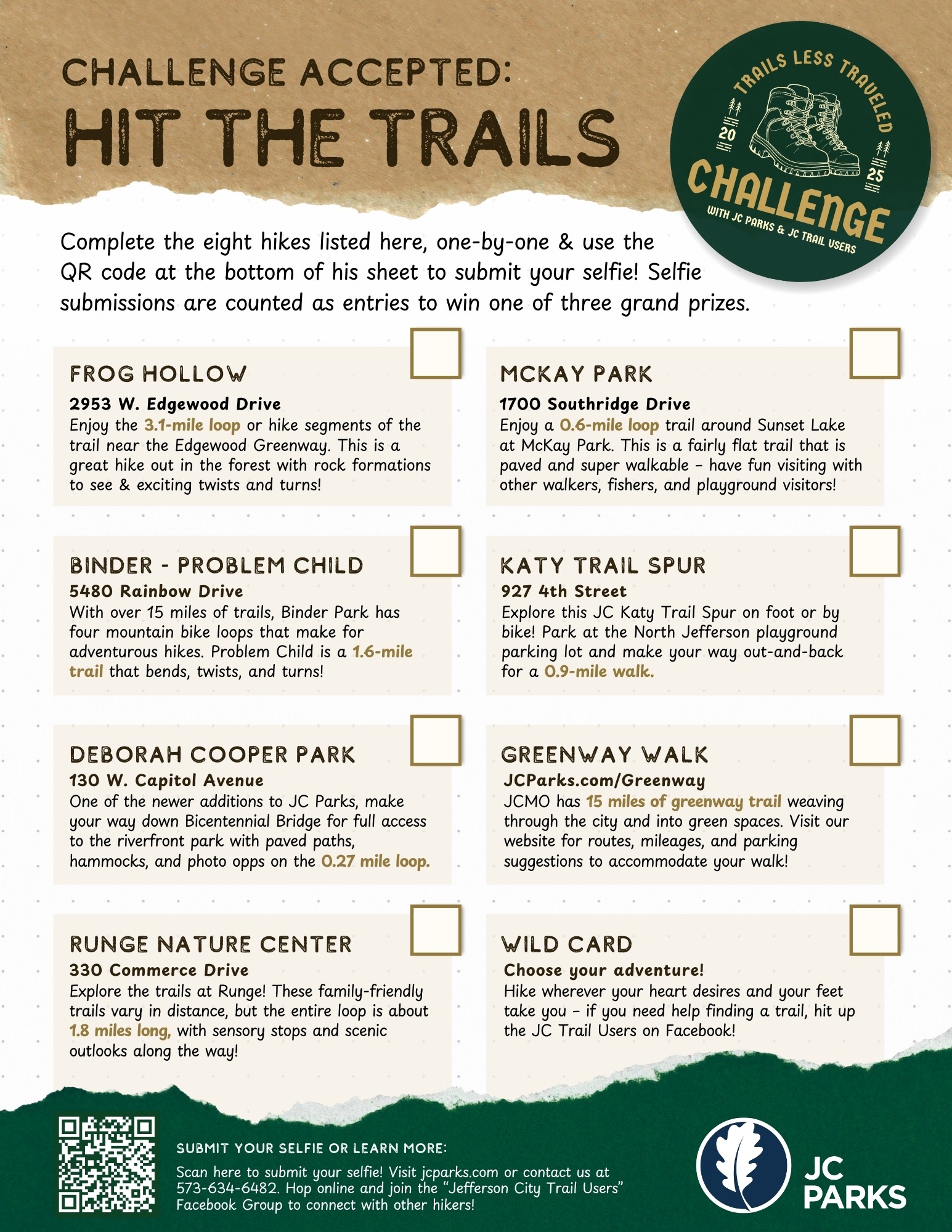 Trails Less Traveled Challenge Card